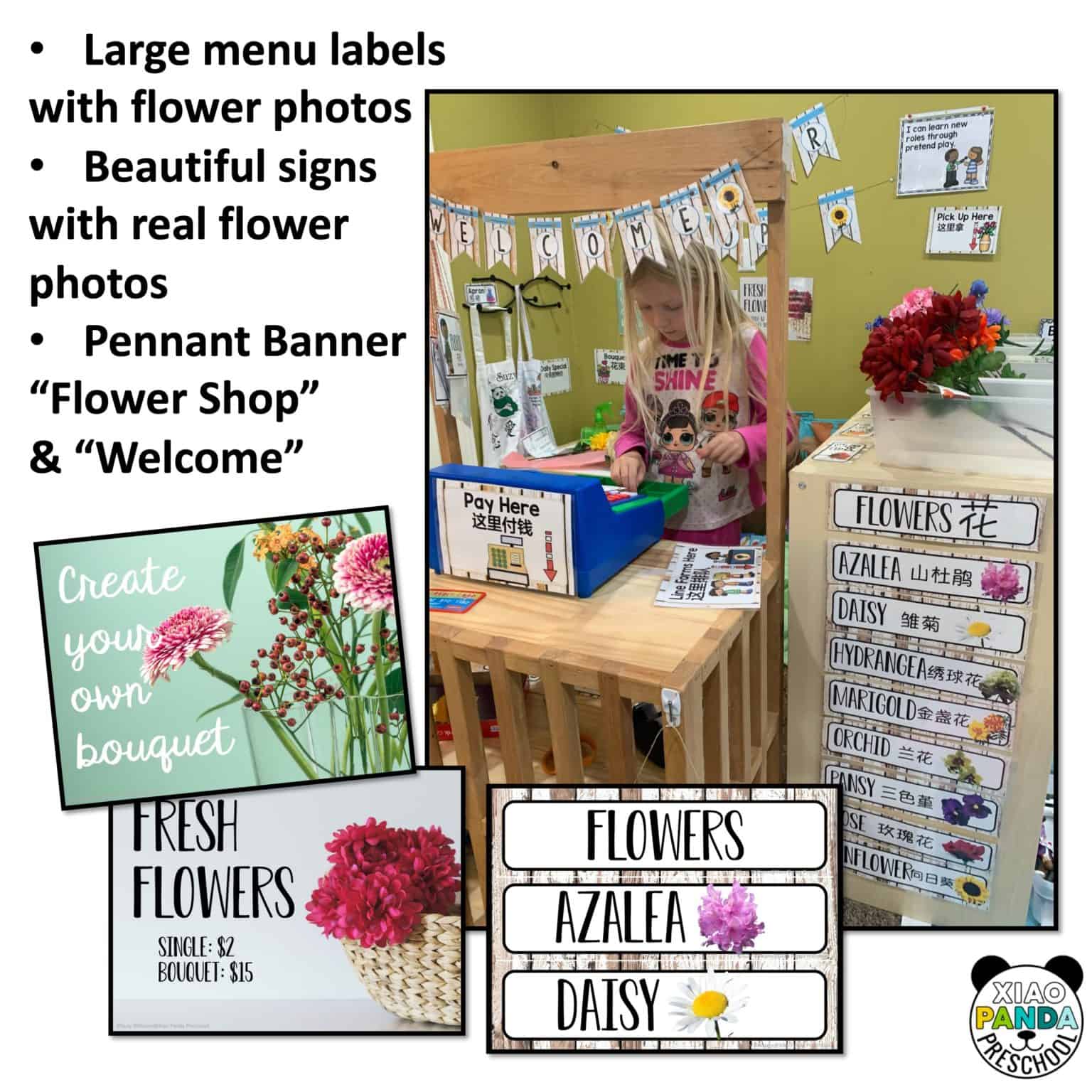 Flower Shop Dramatic Play Printables in ENGLISH – Xiao Panda Preschool