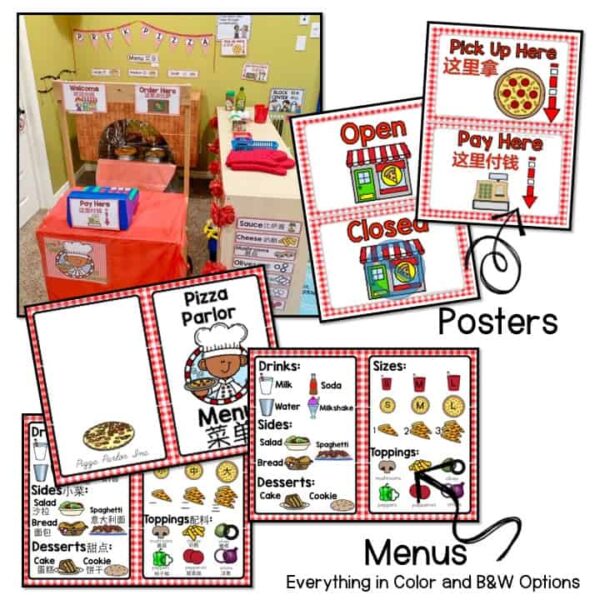 Bilingual Pizza Shop Dramatic Play - Image 3